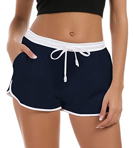 NEWISTAR Badehose Damen High Waist Locker Sommer Kurze Badeshort Freizeit Schnell Trocknendes Strand Shorts UV Sport Sommerhose Frauen Yogahose Gym Boardshorts mit Taschen,M,40-42 von NEWISTAR