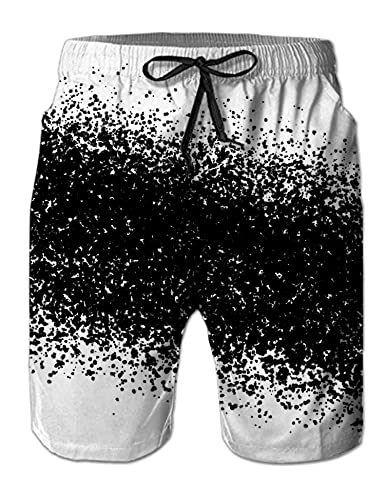 NEWISTAR Badehose Herren Lang Freizeit Hawaii Strand Badeshorts Männer Sommer Schnelltrocknend Shorts 3D Druck Coole Joggen Shorts mit Kordelzug Verfärbende Schwarz M von NEWISTAR