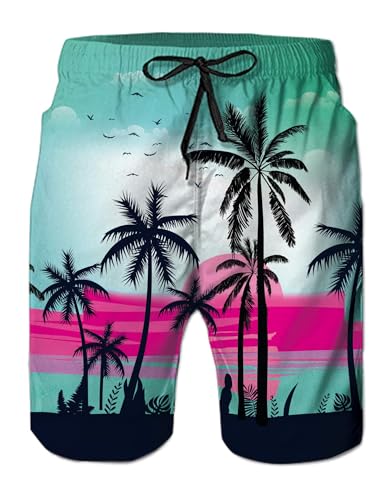 NEWISTAR Badeshorts für Herren Badehose Hawaii Board Shorts 3D Druck Schwimmhose Meshfutter Strandshorts Beach 3XL von NEWISTAR