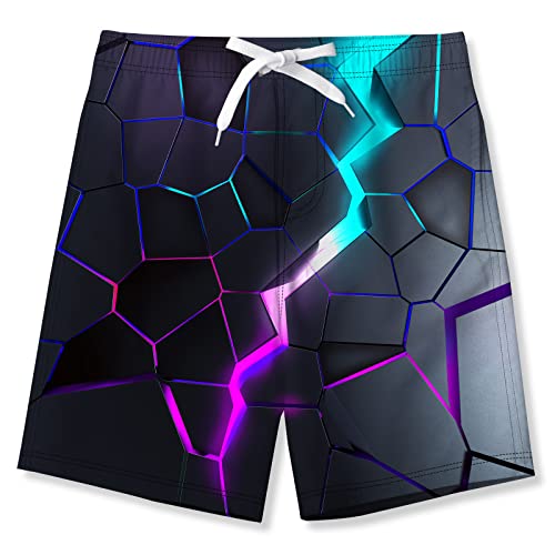 NEWISTAR Badehose Jungen Kinder Badeshorts Coole 3D Blitz Muster Boarshorts Sommer Schnelltrocknend Badeshorts Hawaii Strand Surf Schwimmhose Urlaub Short Kurze Schwarz 14-16 Jahre von NEWISTAR