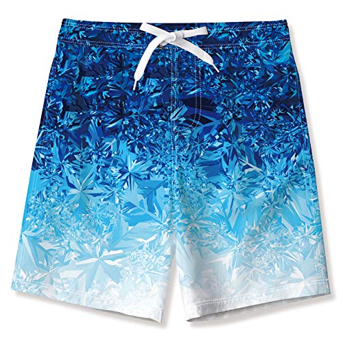 NEWISTAR Badehose Jungen Kinder Badeshorts Lustig 3D Kristall Muster Boarshorts Sommer Schnelltrocknend Badeshorts Hawaii Strand Surf Schwimmhose Urlaub Short Kurze Blau 12-14 Jahre von NEWISTAR