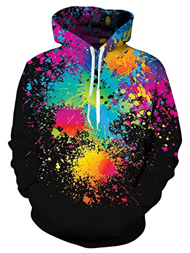 NEWISTAR Herren Hoodie Fleece Hoody Unisex Pullover 3D Painting Druck Sweatshirt Langarm Sweatjacke Sport Pulli Coole Streetwear Kapuzenpullover Paar Kapuzenjacke mit Kapuze Vintage Kapuzen für Männer XL von NEWISTAR