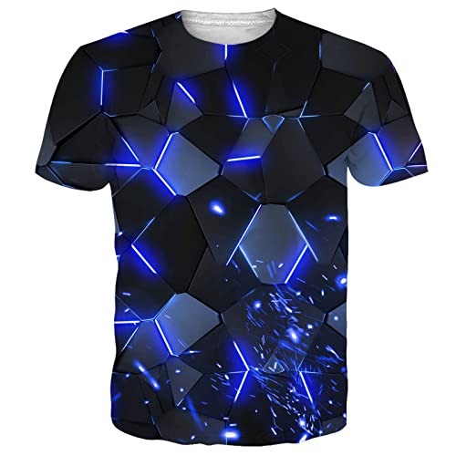 NEWISTAR Damen Tshirts Geometrie 3D Druck T-Shirt Coole Metall Shirts Herren T Shirt XL von NEWISTAR