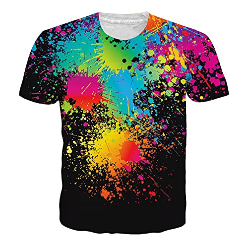 NEWISTAR Faschingskostüm Herren Tshirt 3D Gedruckt Regenbogen T-Shirt Sommer Kurzarmshirt Rundhals Tees Karneval Kostüm XL von NEWISTAR
