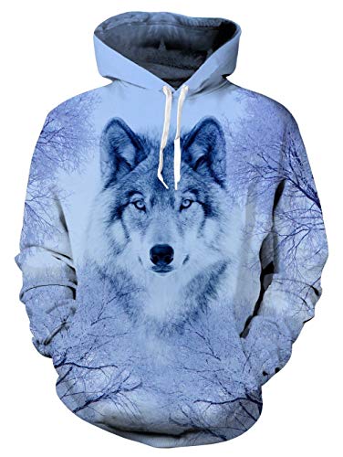 NEWISTAR Herren Hoodie Fleece Hoody Unisex Pullover 3D Wolf Druck Sweatshirt Langarm Sweatjacke Sport Pulli Coole Streetwear Kapuzenpullover Paar Kapuzenjacke mit Kapuze Vintage Kapuzen für Männer L von NEWISTAR