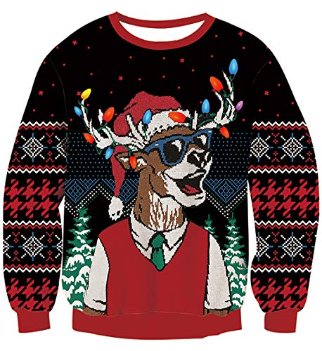 NEWISTAR Jungen Weihnachtspullover Unisex Strickpullover Top 3D Druck Pullover Weihnachten Jumper Ugly Christmas Sweater L von NEWISTAR