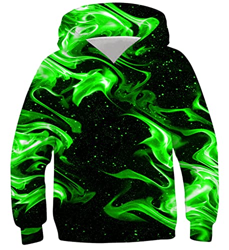 NEWISTAR Halloween Kinder Jugend Hoodies 3D Print Grüner Rauch Kapuzenpullover Sweatshirts Mit Kapuzen Pullover von NEWISTAR