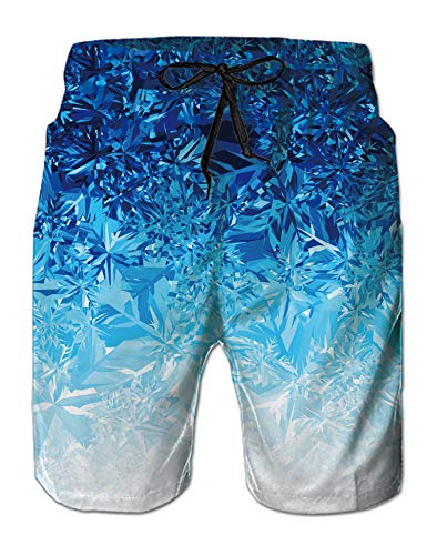 NEWISTAR Badeshorts Herren Lang Badehose 3D Druck Boardshorts Schwimmhosen EIS Surf Shorts mit Netzfutter Liner M von NEWISTAR