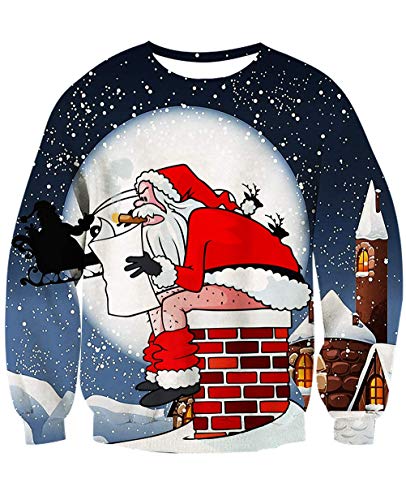 NEWISTAR Ugly Christmas Sweater Männer Weihnachtpullover 3D Weihnachtsmann Gedruckt Pullover Damen Weihnachten Jumper Weihnachtspulli Tops Sweatshirts Bluse L von NEWISTAR