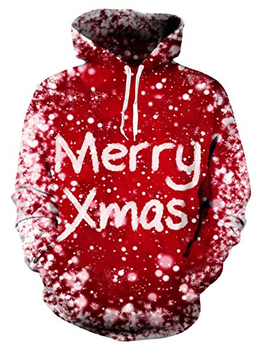 NEWISTAR Weihnachts Hoodies Herren 3D Druck Kapuzenpullover Weihnacht Pullover Lustige Jumper Weihnachtspullover Damen Hässlicher Weihnachtspulli Sweater XL von NEWISTAR