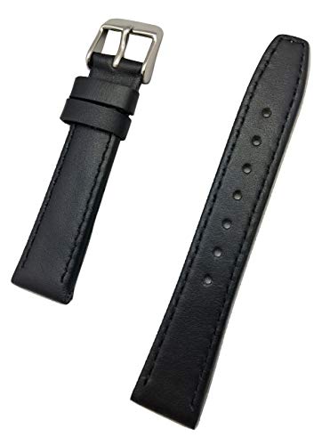 16 mm kurzes, schwarzes Echtleder-Uhrenarmband, flaches Ersatzarmband, das jeder Uhr neues Leben bringt (Herren), Kurze Länge von NEWLIFE