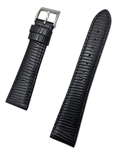 20 mm schwarzes Echtleder-Uhrenarmband, Eidechsen-Maserung, leicht gepolstertes Ersatz-Handgelenkband, das jeder Uhr neues Leben bringt (Herren-Länge) von NEWLIFE