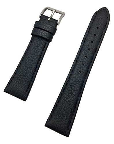20 mm schwarzes Echtleder-Uhrenarmband, matt, geschrumpft genarbt, leicht gepolstert, Ersatzarmband für Jede Uhr von NEWLIFE