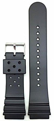 24 mm schwarzes Gummi-Uhrenarmband – bequem und langlebig, strapazierfähiges PVC-Material, Ersatz-Armband mit einem karierten Muster Keeper Ring Hoop Loop von NEWLIFE