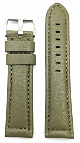 NewLife Uhrenarmband, olivgrün, Panerai-Stil, solides, glattes Armband, das jeder Uhr neues Leben bringt (Standard Länge, 24 mm Bandbreite) von NEWLIFE