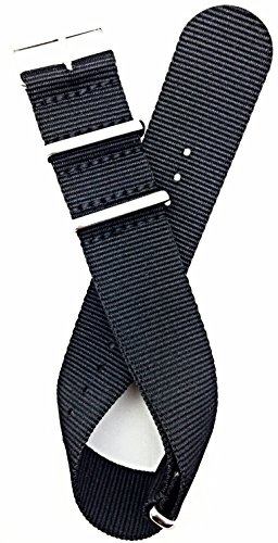 Uhrenarmband, 24 mm, NATO-Stil, Nylon-Stoff, Schwarz von NEWLIFE