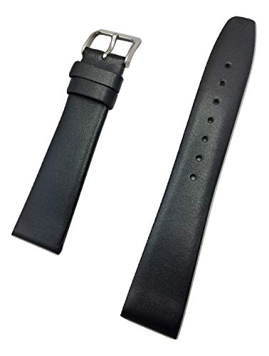 Uhrenarmband aus Kalbsleder, flach, 19 mm, Schwarz von NEWLIFE