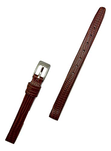 Uhrenarmband aus echtem Leder, 8 mm, flaches Eidechsen-Ersatzarmband für Jede Uhr (Standardlänge) von NEWLIFE