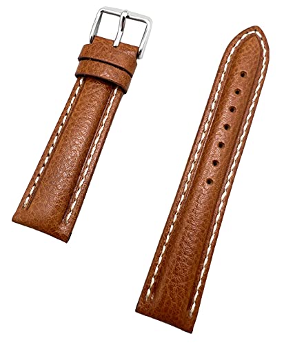 Uhrenarmband für Herren, 20 mm, Leder, gepolstert, cremefarben / Weiß von NEWLIFE