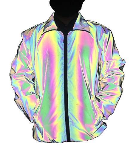 NEWLOPO Rainbow Reflektierende Jacke Mantel für Damen und Herren, grau, S von NewL