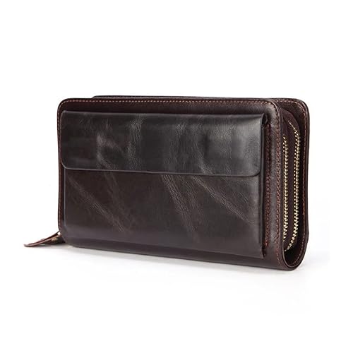 NEWNAN Business Clutch Herren Lange Leder-Handytasche Geldbörse Herren Große tragbare Geldbörse Geldtasche (Farbe: A, Größe: Einheitsgröße) von NEWNAN