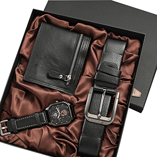 NEWNAN Herren-Armbanduhr, Geschenk, Feiertag, Geburtstag, Geschenk, Geldbörse, einfaches Nadelschnallen-Gürtel-Uhren-Set von NEWNAN