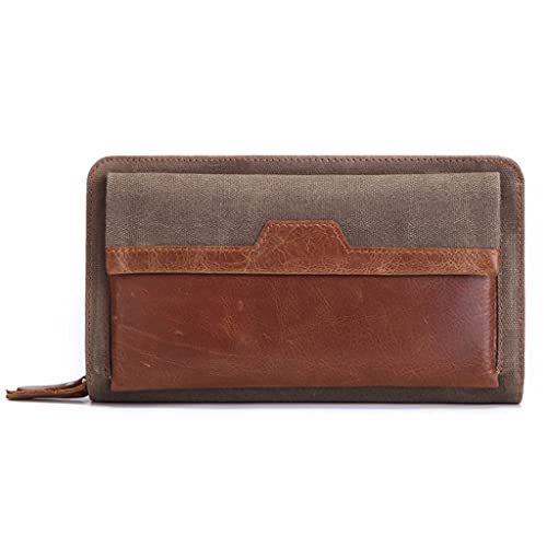 NEWNAN Herren-Clutch-Geldbörse, männlich, Reißverschlusstasche, langes Leder, Herren-Geldbörse, Handtasche, Lange Tasche (Farbe: Braune Kupplung) von NEWNAN