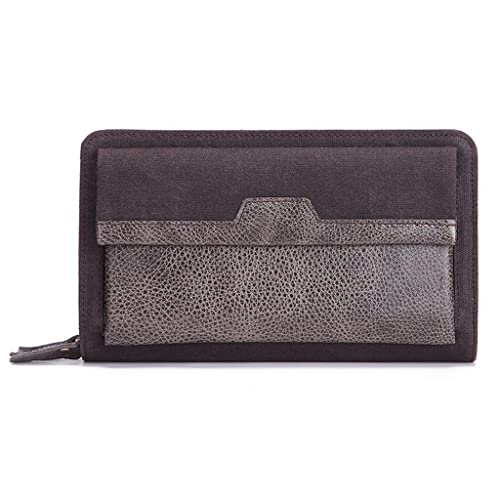 NEWNAN Herren-Clutch-Geldbörse, männlich, Reißverschlusstasche, langes Leder, Herren-Geldbörse, Handtasche, Lange Tasche (Farbe: Braune Kupplung) von NEWNAN