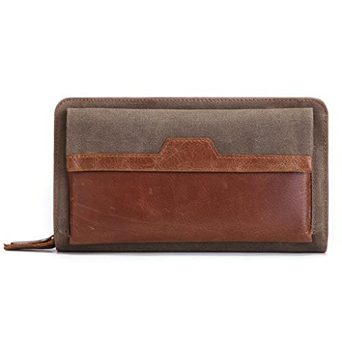 NEWNAN Herren-Clutch-Geldbörse, männliche Reißverschlusstasche, langes Leder, Herren-Geldbörse, erste Schicht, Kuh-Handtasche, multifunktionale Lange Tasche (Farbe: A, Größe: Einheitsgröße) von NEWNAN