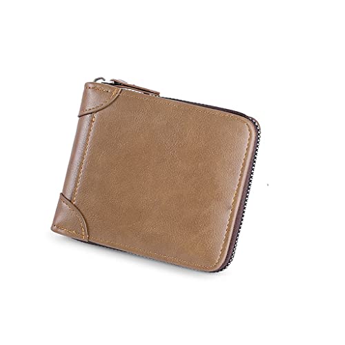 NEWNAN Herren-Geldbörse aus Leder mit Reißverschluss, kleine Geldbörse, Kartenhalter, Herren-Geldbörse, Herren (Farbe: Braun, Größe: 10 x 12 cm) von NEWNAN