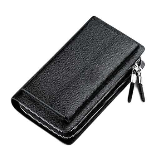 NEWNAN Lange Geldbörse Herren-Organizer-Geldbörse für Herren, lässig, Doppelreißverschluss, Herren-Clutch (Farbe: A, Größe: 21,2 x 5,5 cm) von NEWNAN