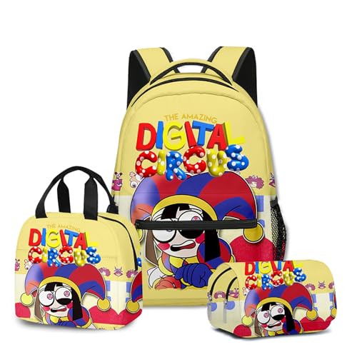 NEWOK Anime gedruckte Pomni und Jax Kinder Rucksack Sets, Schulrucksack Lunch Bag Stift Tasche Schultaschen Sets. (Color24,Pencil case) von NEWOK