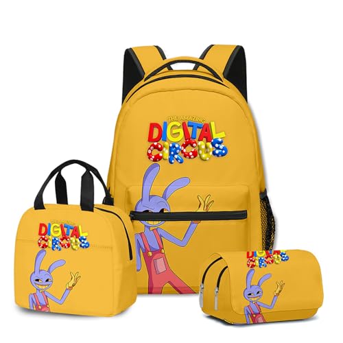 NEWOK Anime gedruckte Pomni und Jax Kinder Rucksack Sets, Schulrucksack Lunch Bag Stift Tasche Schultaschen Sets. (Color5,Pencil case) von NEWOK