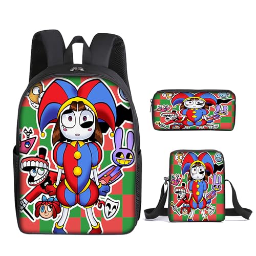 NEWOK Grundschulrucksack Kinder Dreiteiliges Set, Schultasche+ Lunch Bag+ Federmäppchen. Jungen und Mädchen Anime Bedruckte Umhängetasche (Color10,40x30x13cm) von NEWOK