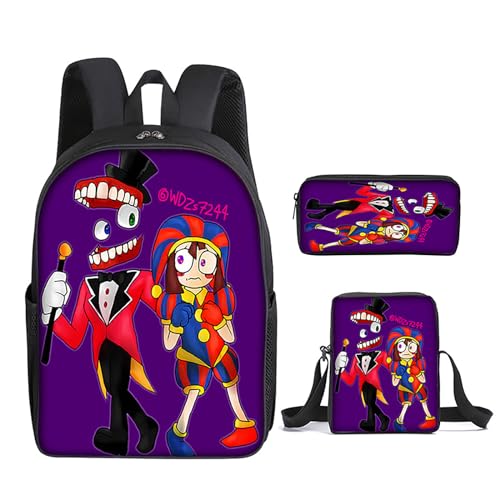 NEWOK Grundschulrucksack Kinder Dreiteiliges Set, Schultasche+ Lunch Bag+ Federmäppchen. Jungen und Mädchen Anime Bedruckte Umhängetasche (Color11,40x30x13cm) von NEWOK