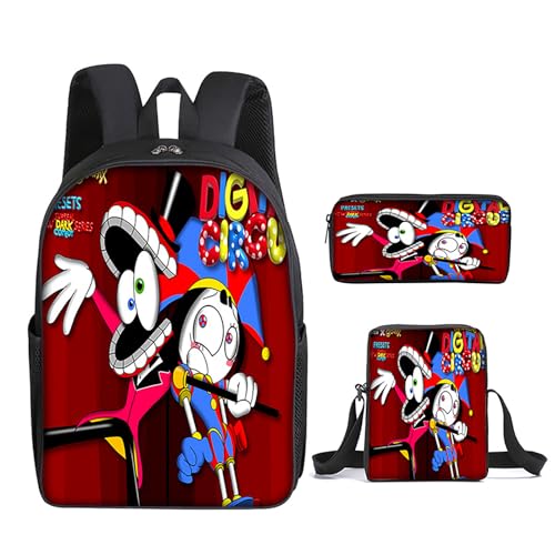 NEWOK Grundschulrucksack Kinder Dreiteiliges Set, Schultasche+ Lunch Bag+ Federmäppchen. Jungen und Mädchen Anime Bedruckte Umhängetasche (Color12,40x30x13cm) von NEWOK