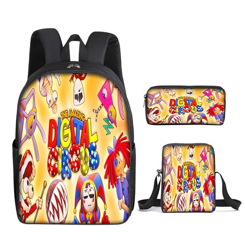 NEWOK Grundschulrucksack Kinder Dreiteiliges Set, Schultasche+ Lunch Bag+ Federmäppchen. Jungen und Mädchen Anime Bedruckte Umhängetasche (Color17,40x30x13cm) von NEWOK