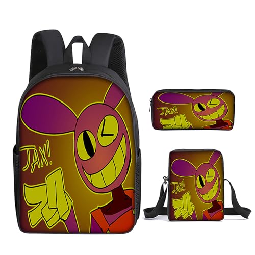 NEWOK Grundschulrucksack Kinder Dreiteiliges Set, Schultasche+ Lunch Bag+ Federmäppchen. Jungen und Mädchen Anime Bedruckte Umhängetasche (Color23,40x30x13cm) von NEWOK