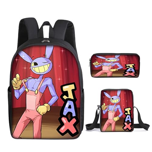 NEWOK Grundschulrucksack Kinder Dreiteiliges Set, Schultasche+ Lunch Bag+ Federmäppchen. Jungen und Mädchen Anime Bedruckte Umhängetasche (Color25,40x30x13cm) von NEWOK