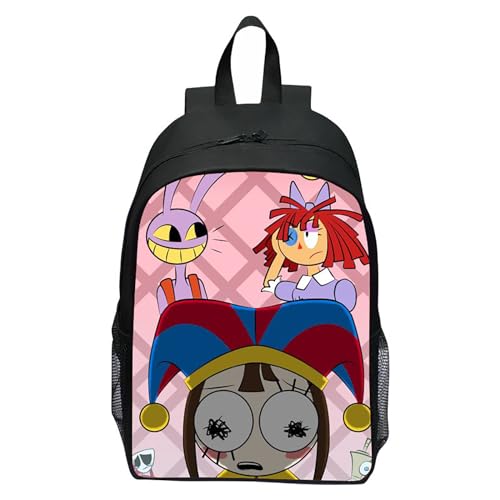 NEWOK Pomni und Jax Double Cartoon Rucksack für Schüler, 16-Zoll Grundschulrucksack, atmungsaktiver und Leichter Rucksack für Kinder (Color20,40x30x13cm) von NEWOK