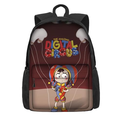 NEWOK Pomni und Jax Grundschule Anime gedruckt Rucksack, Dicker Schwamm gepolsterter Schultergurt Rücken Kissen Mode Schule Tasche Sets (Color1,42x32x14cm) von NEWOK