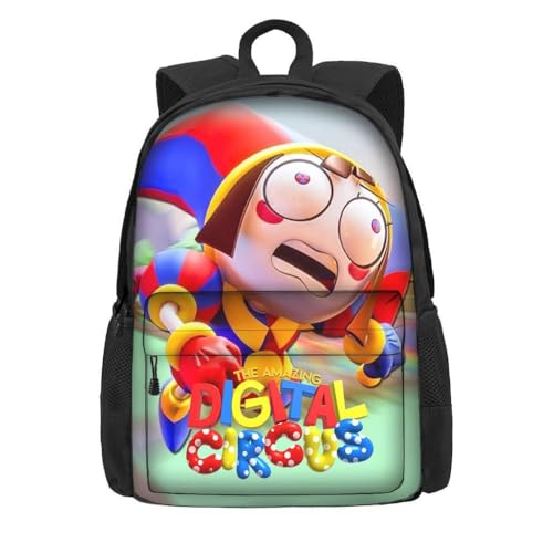 NEWOK Pomni und Jax Grundschule Anime gedruckt Rucksack, Dicker Schwamm gepolsterter Schultergurt Rücken Kissen Mode Schule Tasche Sets (Color10,42x32x14cm) von NEWOK