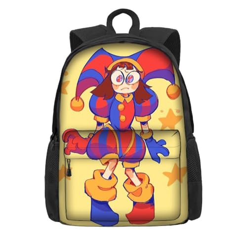 NEWOK Pomni und Jax Grundschule Anime gedruckt Rucksack, Dicker Schwamm gepolsterter Schultergurt Rücken Kissen Mode Schule Tasche Sets (Color11,42x32x14cm) von NEWOK