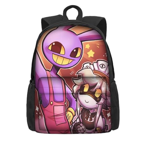 NEWOK Pomni und Jax Grundschule Anime gedruckt Rucksack, Dicker Schwamm gepolsterter Schultergurt Rücken Kissen Mode Schule Tasche Sets (Color12,42x32x14cm) von NEWOK