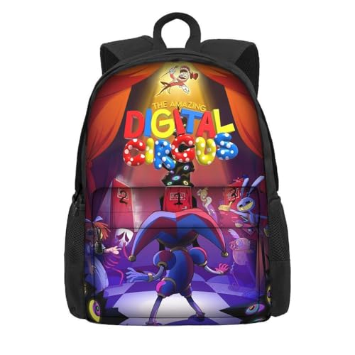 NEWOK Pomni und Jax Grundschule Anime gedruckt Rucksack, Dicker Schwamm gepolsterter Schultergurt Rücken Kissen Mode Schule Tasche Sets (Color13,42x32x14cm) von NEWOK