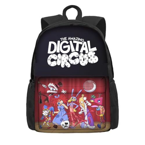 NEWOK Pomni und Jax Grundschule Anime gedruckt Rucksack, Dicker Schwamm gepolsterter Schultergurt Rücken Kissen Mode Schule Tasche Sets (Color18,42x32x14cm) von NEWOK