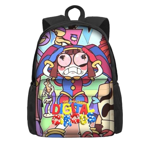 NEWOK Pomni und Jax Grundschule Anime gedruckt Rucksack, Dicker Schwamm gepolsterter Schultergurt Rücken Kissen Mode Schule Tasche Sets (Color20,42x32x14cm) von NEWOK