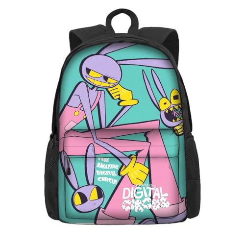 NEWOK Pomni und Jax Grundschule Anime gedruckt Rucksack, Dicker Schwamm gepolsterter Schultergurt Rücken Kissen Mode Schule Tasche Sets (Color21,42x32x14cm) von NEWOK