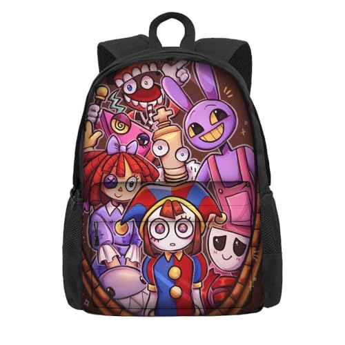 NEWOK Pomni und Jax Grundschule Anime gedruckt Rucksack, Dicker Schwamm gepolsterter Schultergurt Rücken Kissen Mode Schule Tasche Sets (Color26,42x32x14cm) von NEWOK