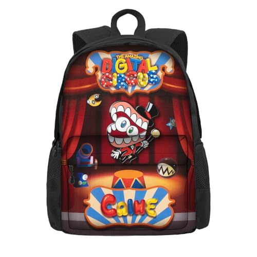 NEWOK Pomni und Jax Grundschule Anime gedruckt Rucksack, Dicker Schwamm gepolsterter Schultergurt Rücken Kissen Mode Schule Tasche Sets (Color3,42x32x14cm) von NEWOK